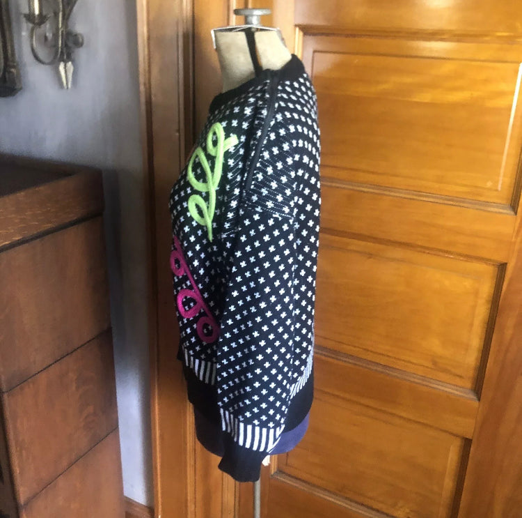 Adrian Spencer Vintage 1980’s Confetti Sweater Size Large M Black