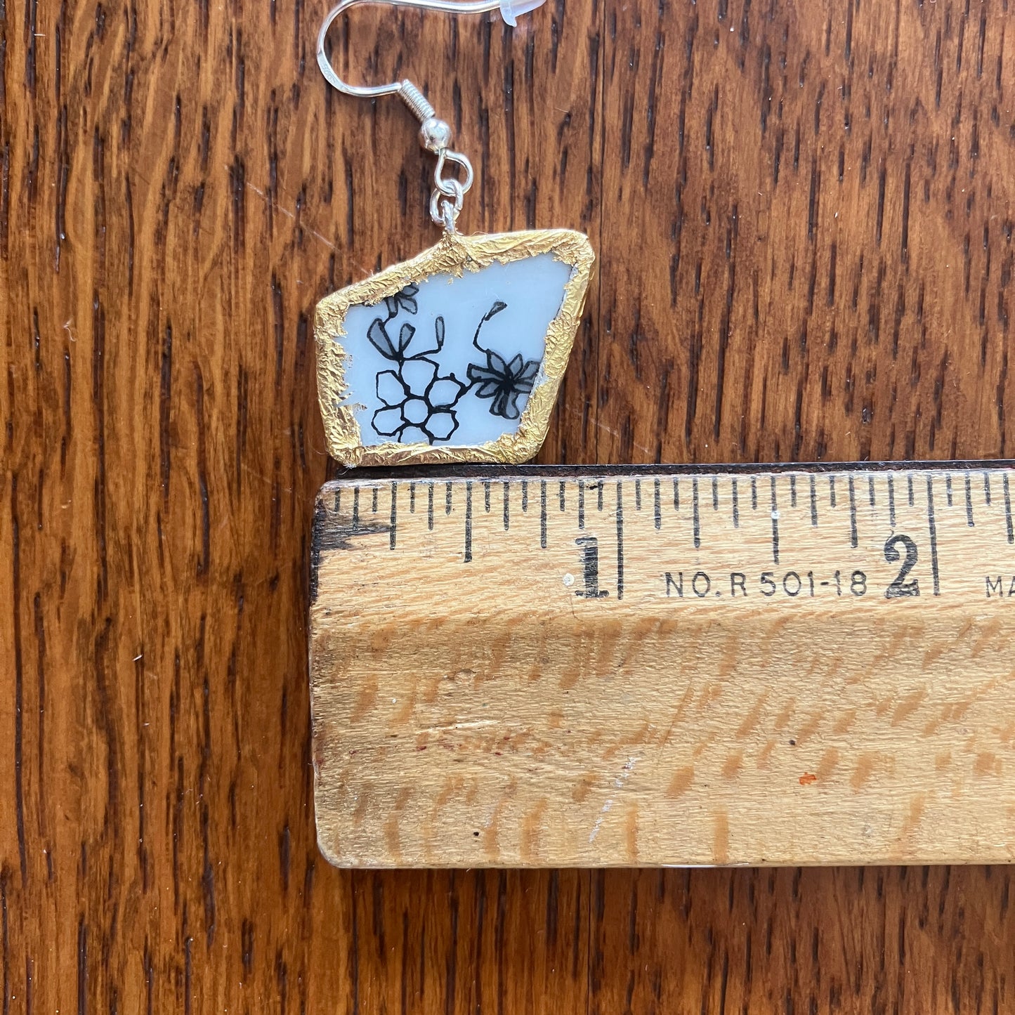 Broken Pottery Artisan Made Floral Earrings Peanuts Plate Handcrafted Dangle Earrings