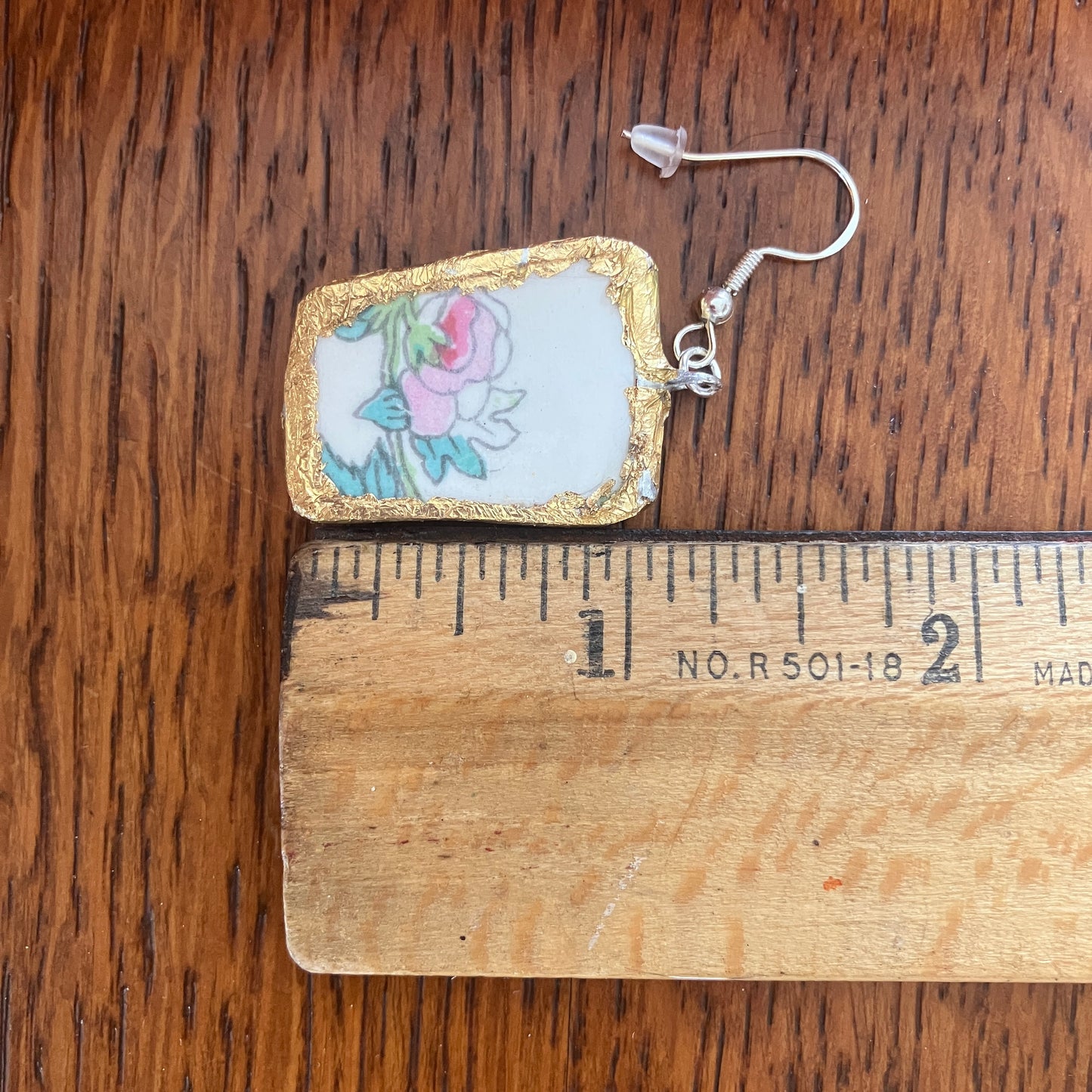 Broken Pottery Artisan Made Broken Crown Clarence Staffordshire Indian Tree Plate Handcrafted Dangle Earrings