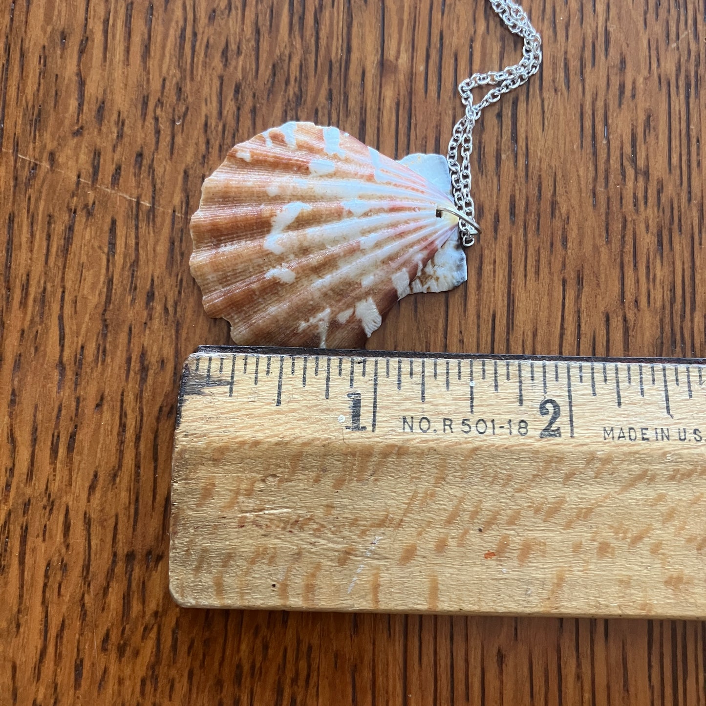 Scallop Shell Artisan Made Pendant Handcrafted Sea Shell Necklace 1 3/8in x 1.5in