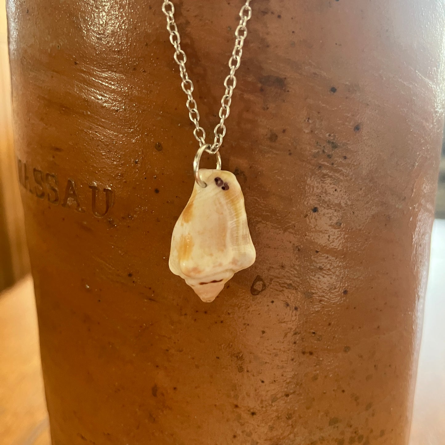 Sea Sell Artisan Made Pendant Handcrafted Sea Shell Necklace 1/2 in x 3/4 in Mermaid Jewelry