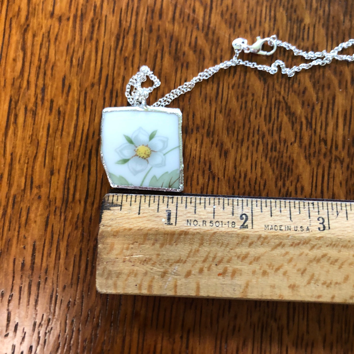 Broken Pottery Artisan Made Pendent Royal Doulton Strawberry Cream Dinner Plate Handcrafted Necklace 1in x 1 2/16in