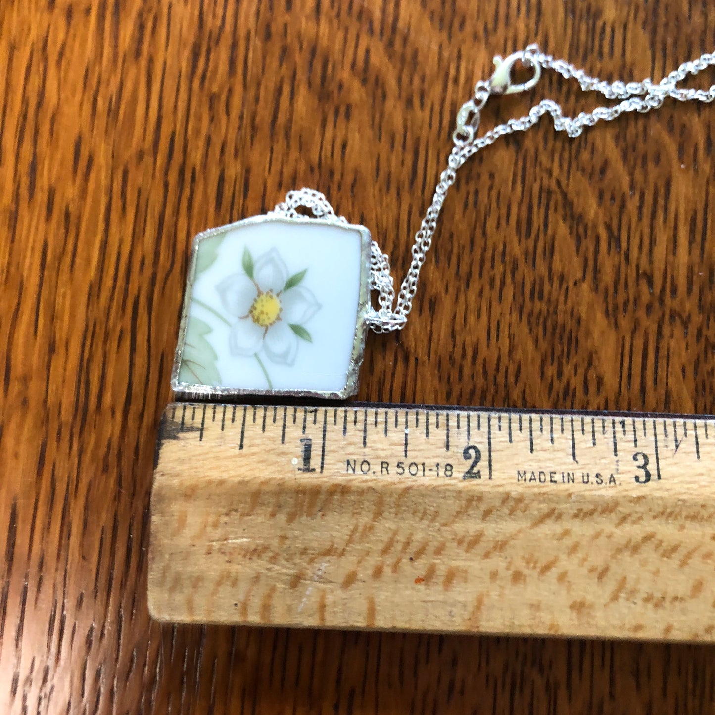 Broken Pottery Artisan Made Pendant Royal Doulton Strawberry Cream Dinner Plate Handcrafted Necklace 1in x 1 2/16in