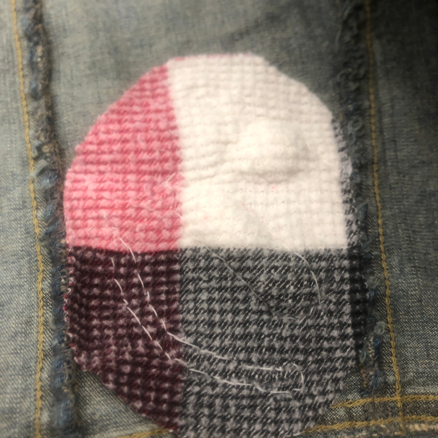Wanted Upcycled Jean Jacket Hand Embroidered Size Medium