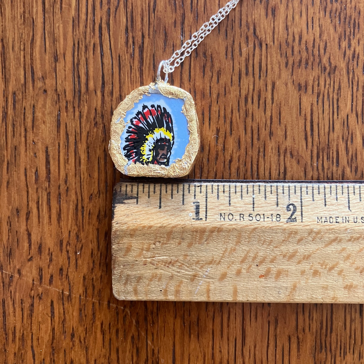 Broken Pottery Artisan Made Native American Pendant Great Smokey Mountain Plate Handcrafted Necklace 1 in x 1 in