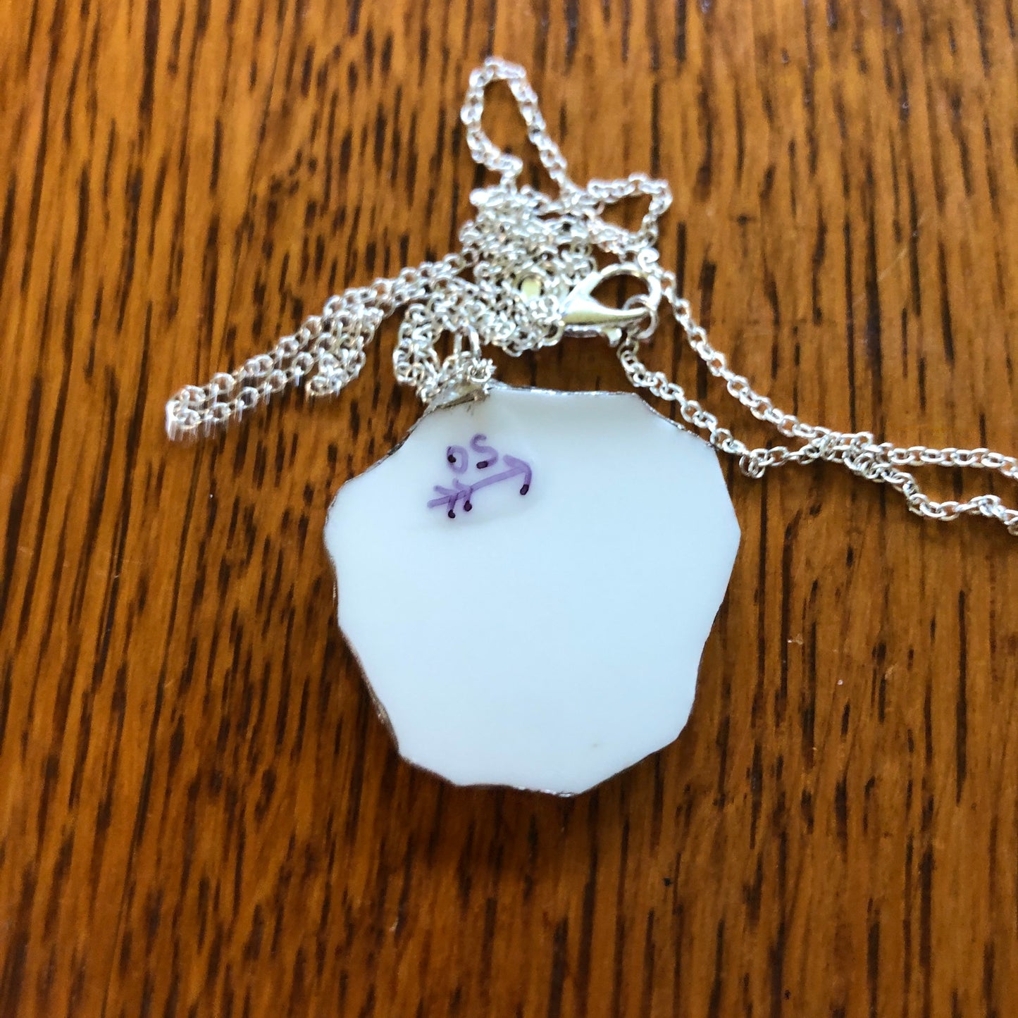 Broken Pottery Artisan Made Plumeria Flower Pendent Hawaii Collectors Plate Handcrafted Necklace 1.25in x 1.25in