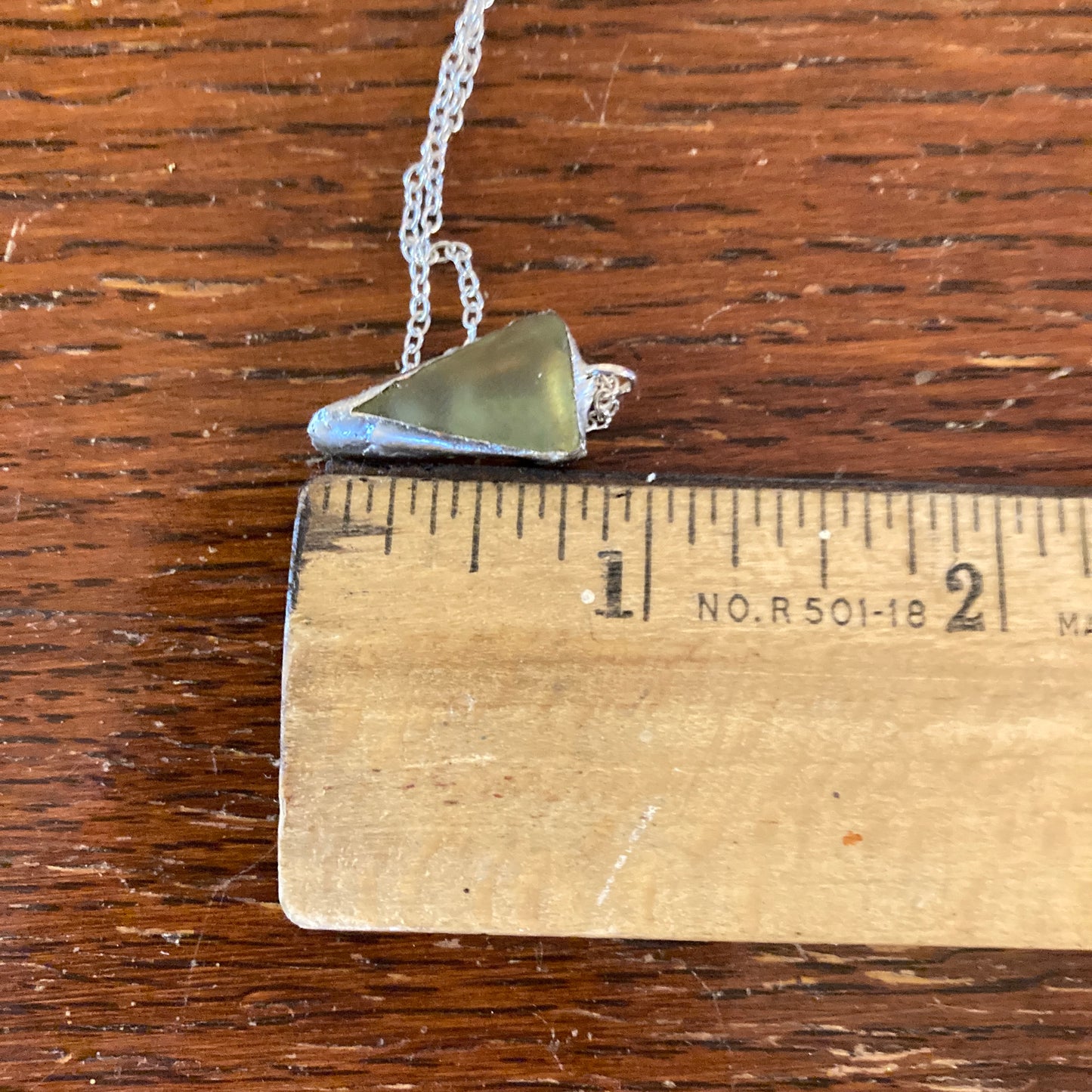Erie Glass Artisan Made Pendant Green Uranium Glass Glow Glass Handcrafted Jewelry 3/8 in x 7/8 in