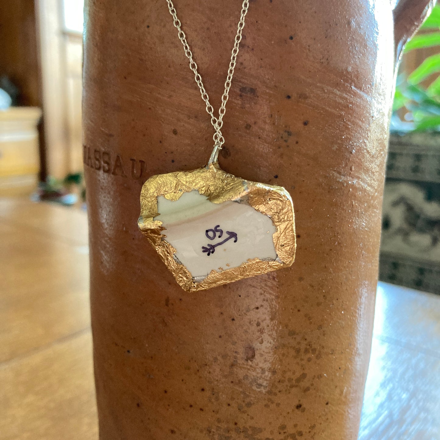 Broken Pottery Artisan Made Yellow Butterfly Pendant Studio Nova Plate Handcrafted Necklace 1.25 in x 1 1/8 in