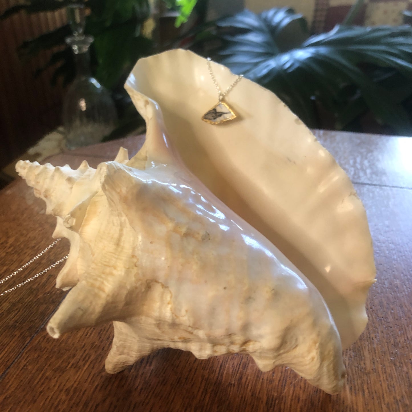 Broken Pottery Artisan Made Swordfish Pendant Florida Collectors Plate Handcrafted Necklace 3/4in x 1/2in