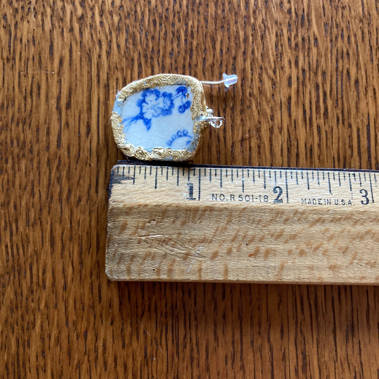Broken Pottery Artisan Made Earrings Unbranded Blue Floral Plate Handcrafted Dangle Earrings