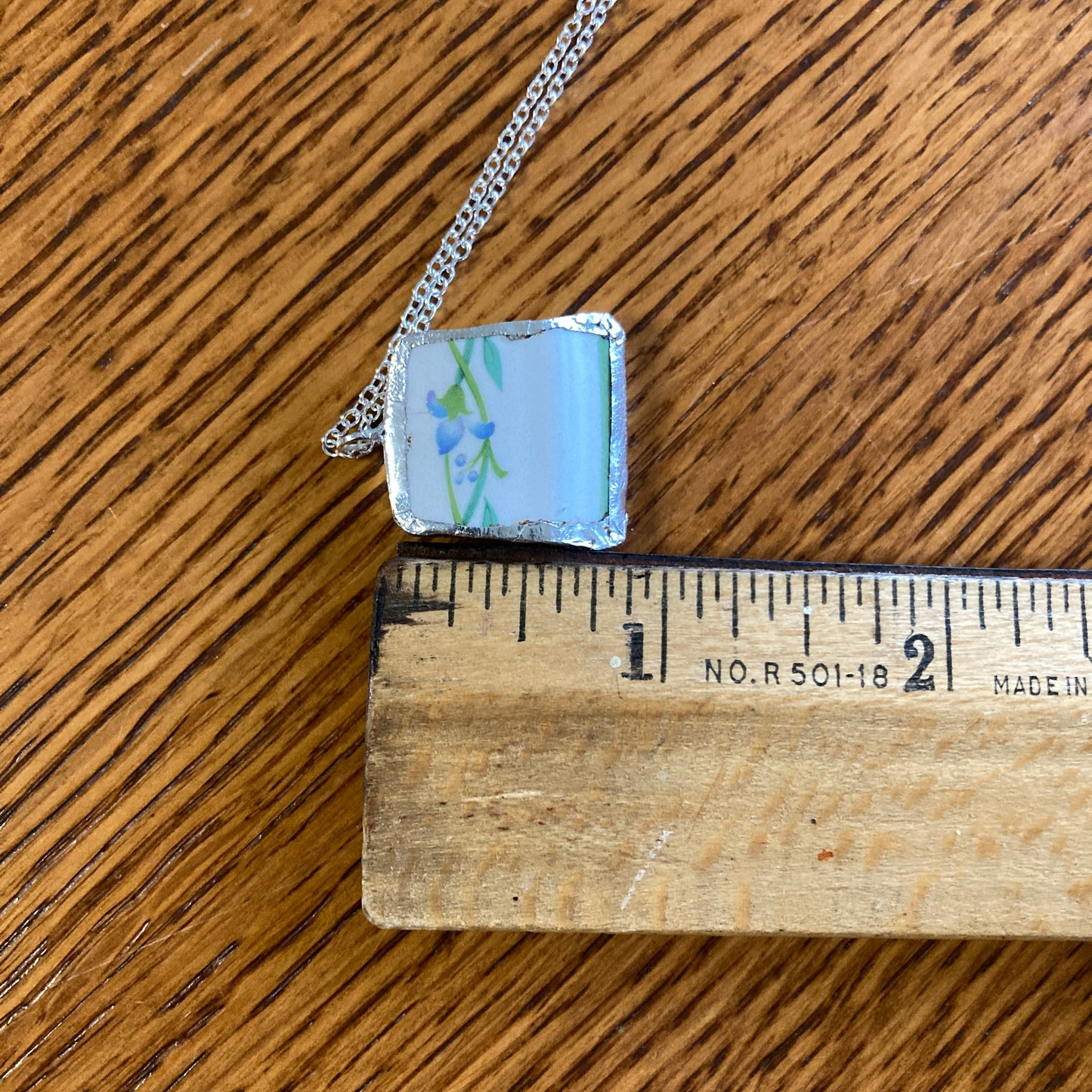 Broken Pottery Artisan Made Ivy Pendant Studio Nova Plate Handcrafted Necklace 7/8 in x 7/8 in