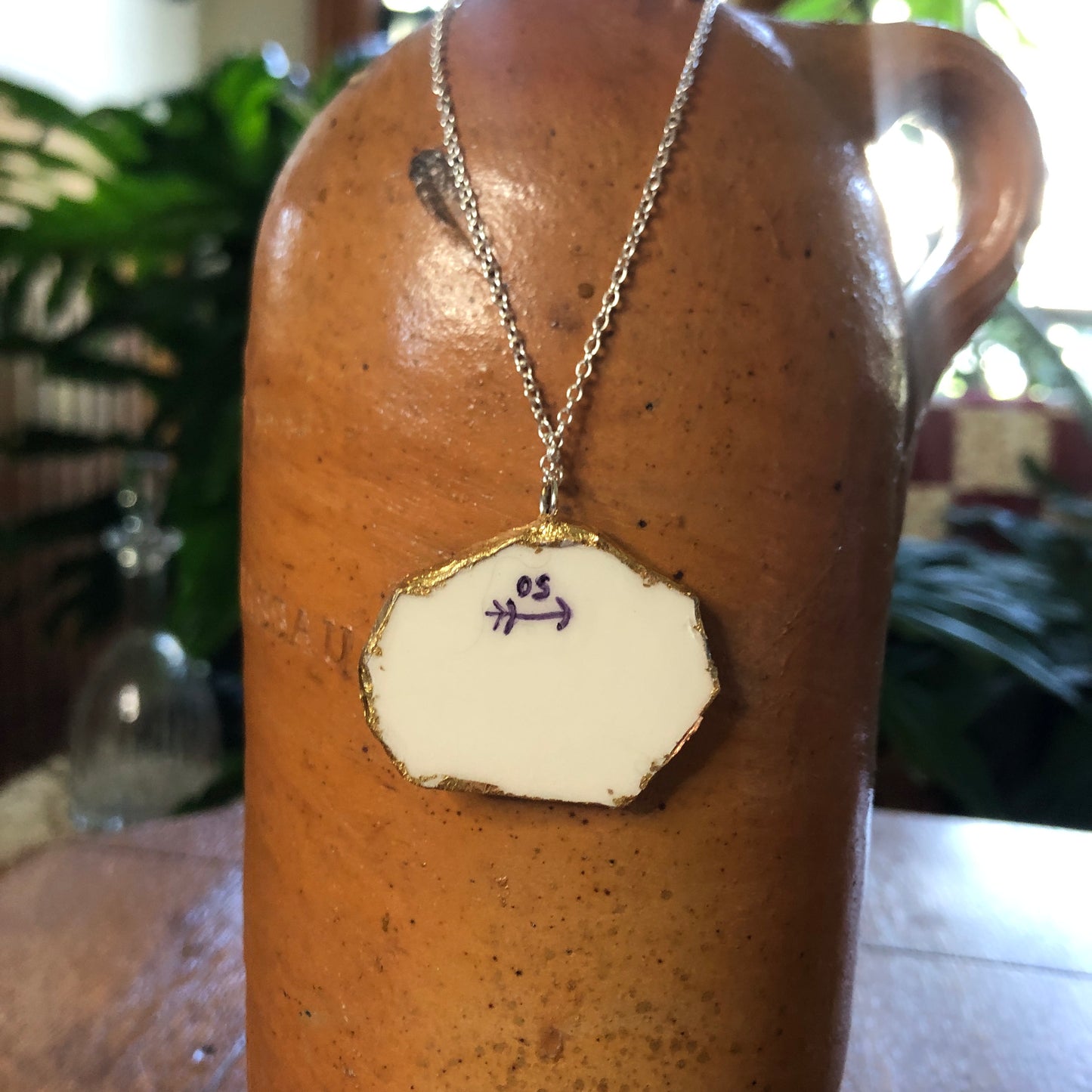 Broken Pottery Artisan Made Poppy Pendent Royal China Plate Handcrafted Necklace 1.5in x 1.25in
