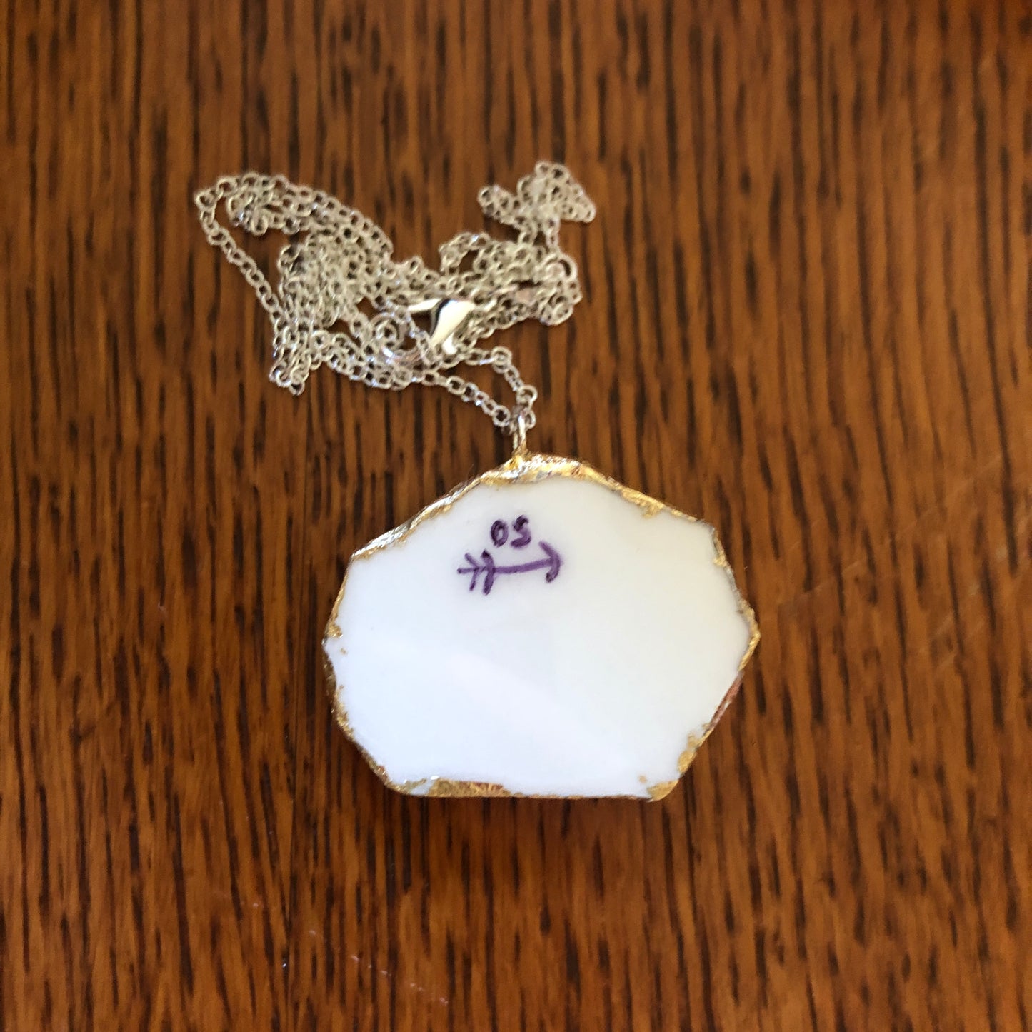 Broken Pottery Artisan Made Poppy Pendent Royal China Plate Handcrafted Necklace 1.5in x 1.25in