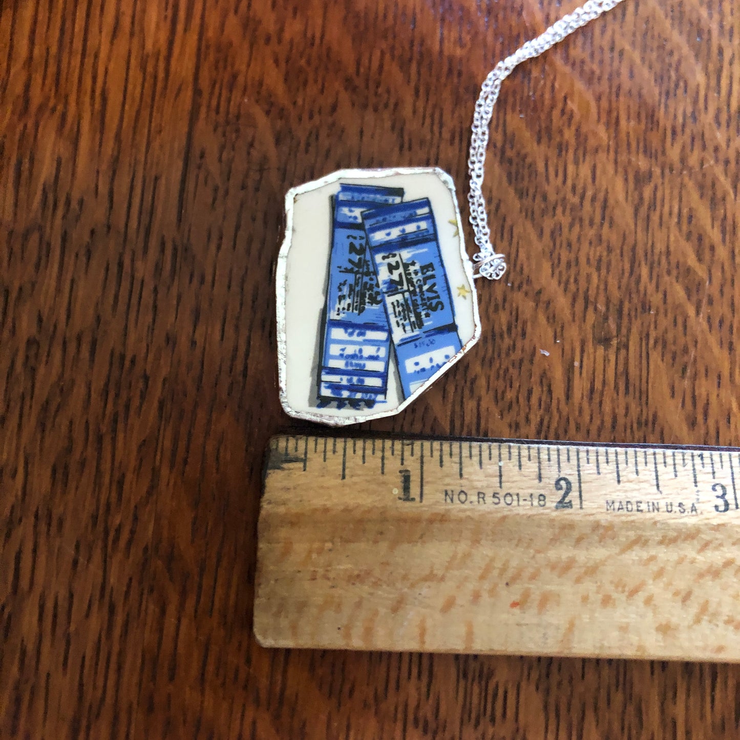 Broken Pottery Artisan Made Pendant Elvis Collector Plate Handcrafted Necklace 1.5in x 1.25in