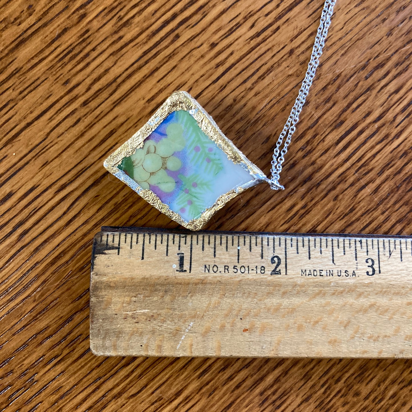 Broken Pottery Artisan Made Grape Pendant Fruit Plate Handcrafted Necklace 1.5 in x 1.75 in