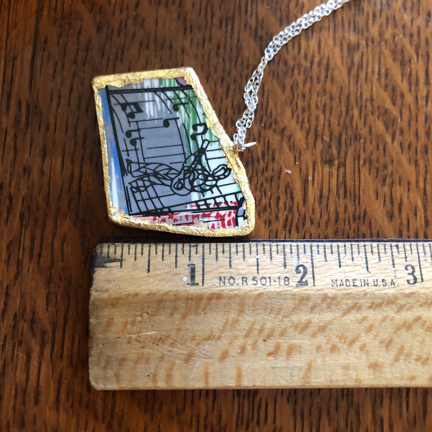 Broken Pottery Artisan Made Pendant Elvis Collector Plate Handcrafted Necklace 1 5/8in x 1.25in