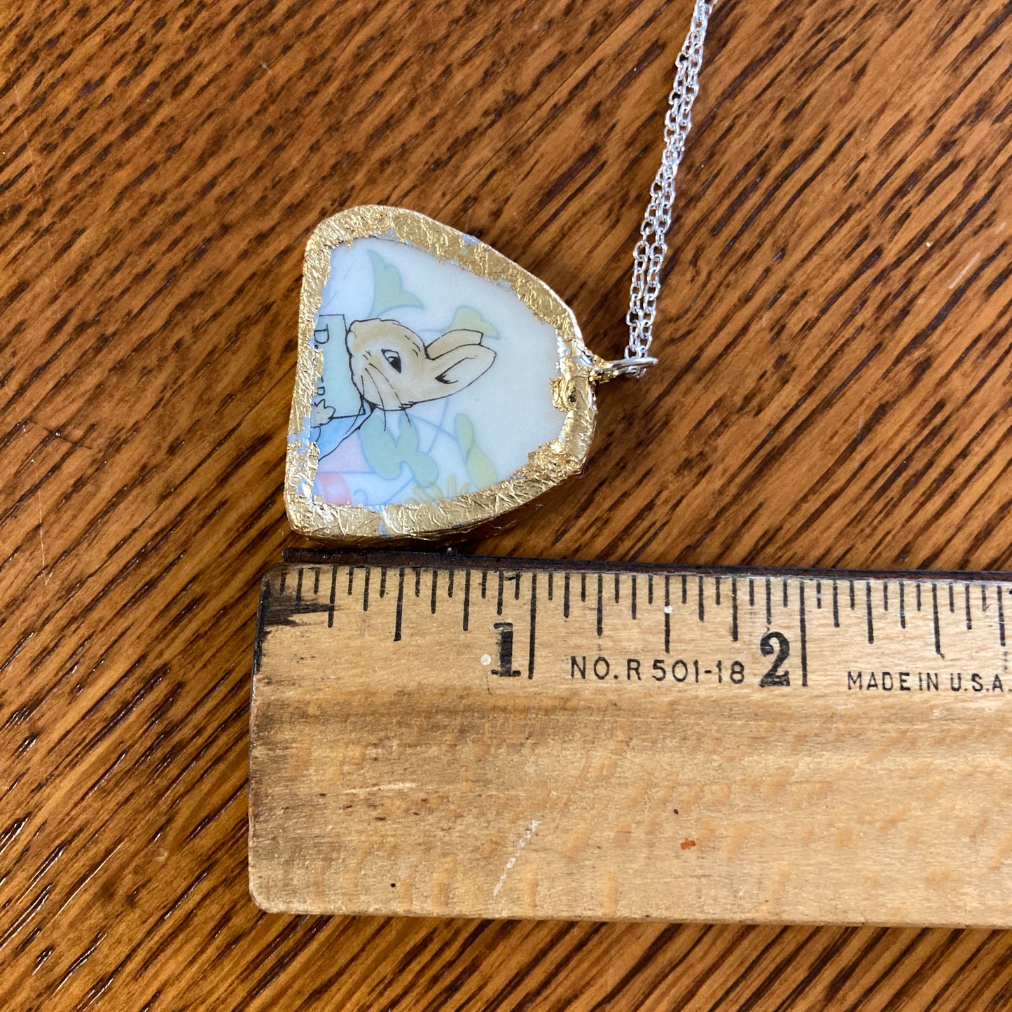 Broken Pottery Artisan Made Peter Rabbit Pendant Wedgwood Peter Rabbit Collector Plate Handcrafted Necklace 1.25 in x 1 1/8 in