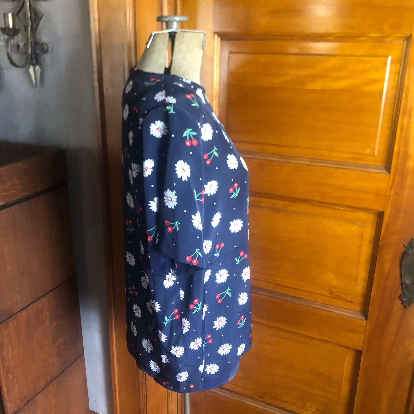 Kathie Lee Cherry And Daisy Pullover 1980's Vintage Shoulder Pads Size 14