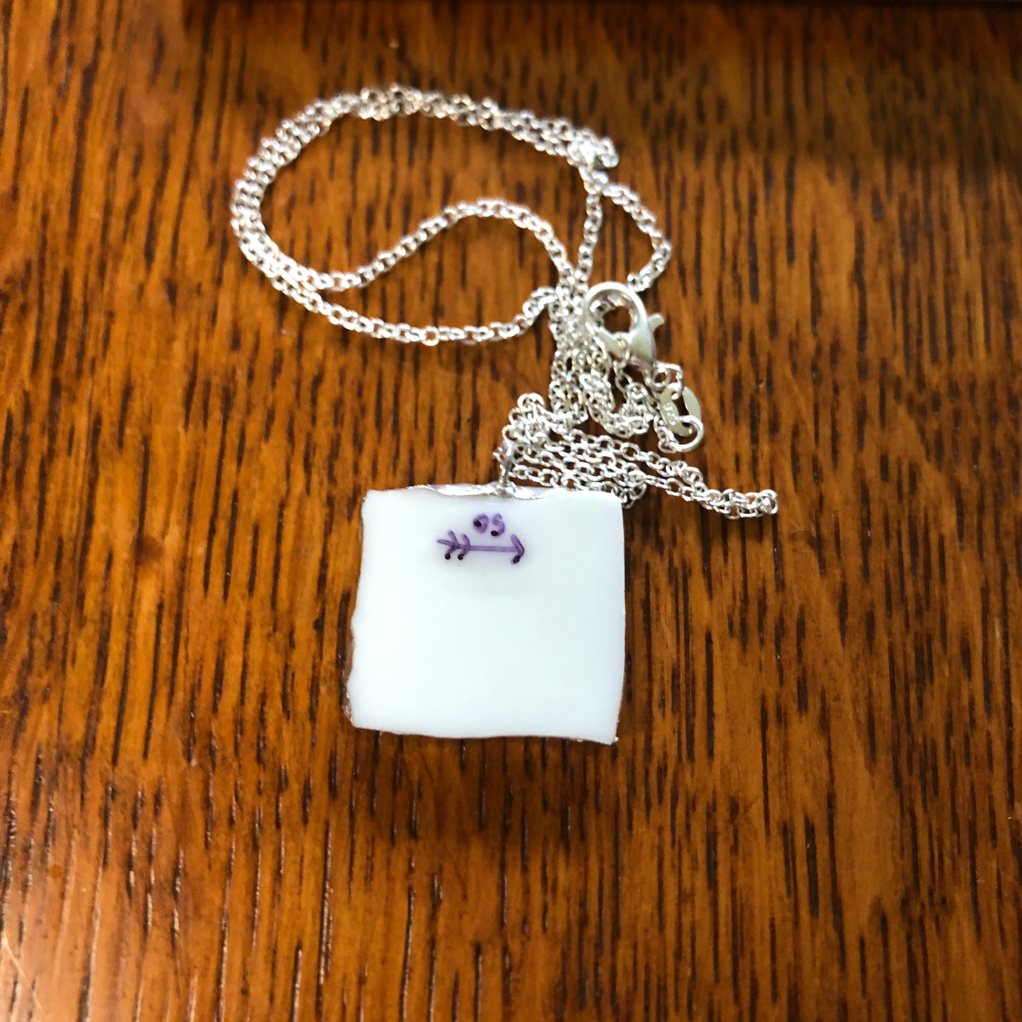 Broken Pottery Artisan Made Pendant Style House Rose Garden Made In Japan Plate Handcrafted Necklace 1in x 7/8in