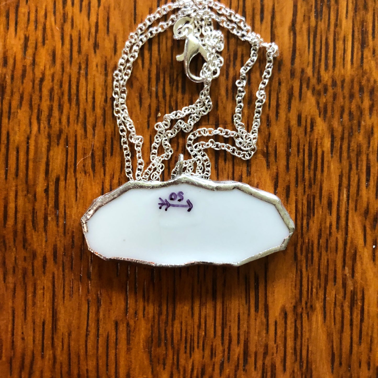 Broken Pottery Artisan Made Pendant Style House Rose Garden Made In Japan Plate Handcrafted Necklace 1.75in x 3/4in