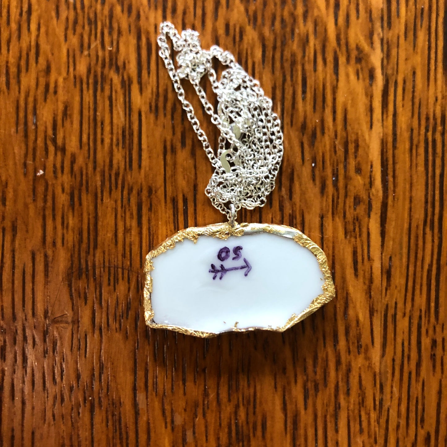 Broken Pottery Artisan Made Pendant Style House Rose Garden Made In Japan Plate Handcrafted Necklace 1.5in x 13/16in