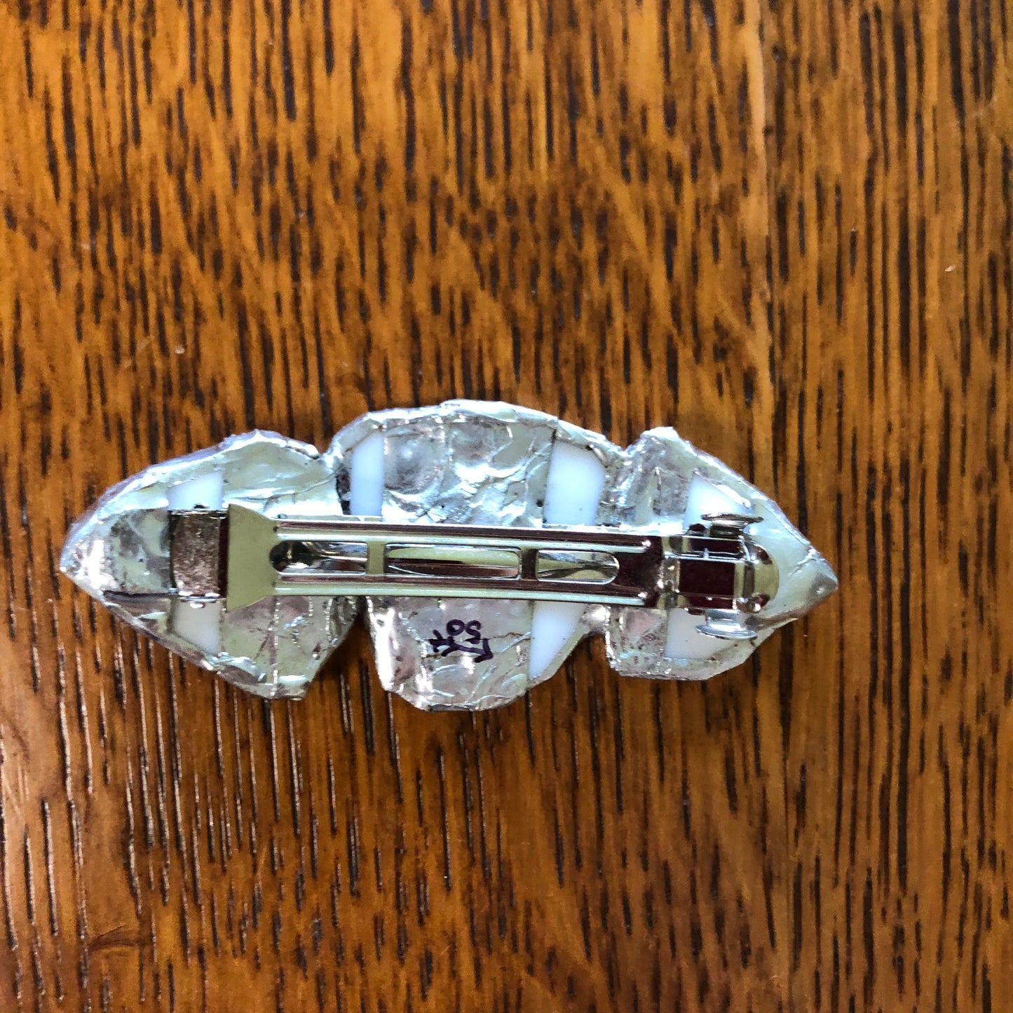 Broken Plate Artisan Made Barrette Corelle Butterfly Gold Plate Handcrafted Hair Clip 2.75in x 1 1/8in