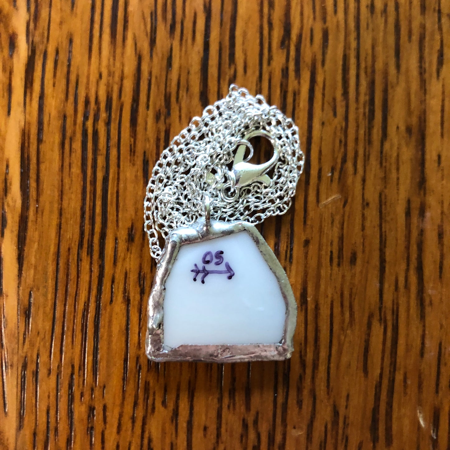 Broken Pottery Artisan Made Pendant Aladdin Fine China Fantasia Occupied Japan Plate Handcrafted Necklace 7/8in x 3/4in