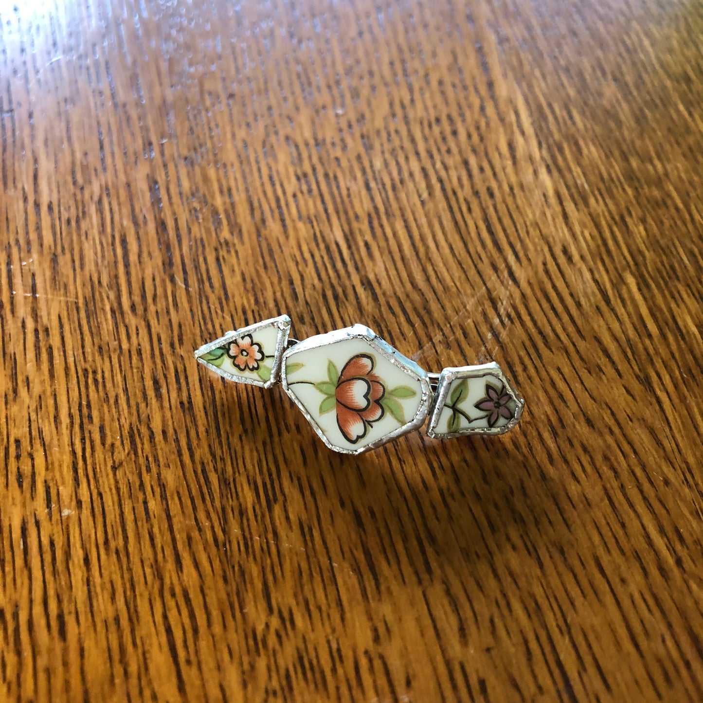 Broken Plate Artisan Made Barrette Aladdin Fine China Fantasia Occupied Japan Plate Handcrafted Hair Clip 2.75in x 1in