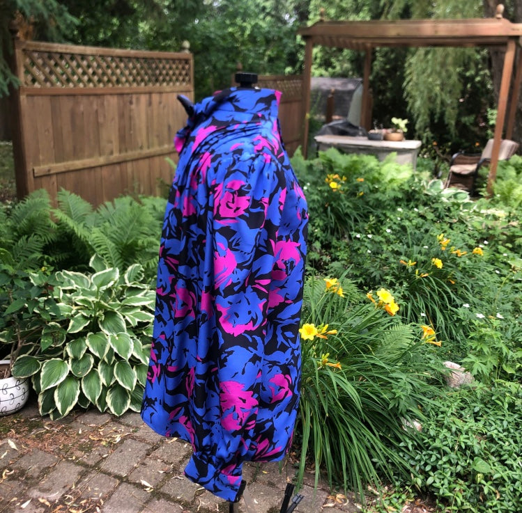 Blue and purple 1980’s vintage button up shirt adorable bow