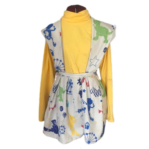 Pinafore Dress Vibrant Hand Sewn 50s Design Size Small Up Cycled Bedsheet Fabric