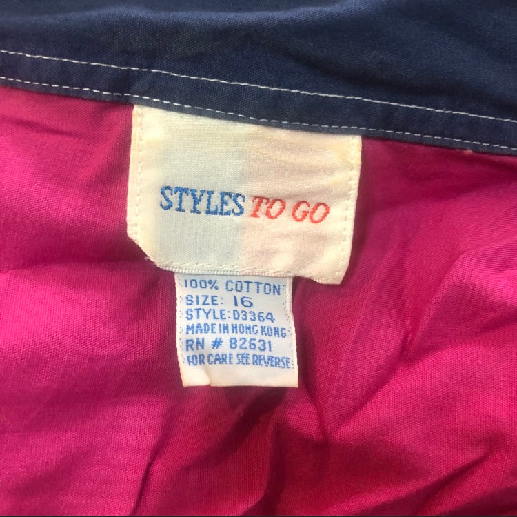 Styles To Go Brand 80’s Color Block Button Up Vibrant Yellow Purple Pink Teal