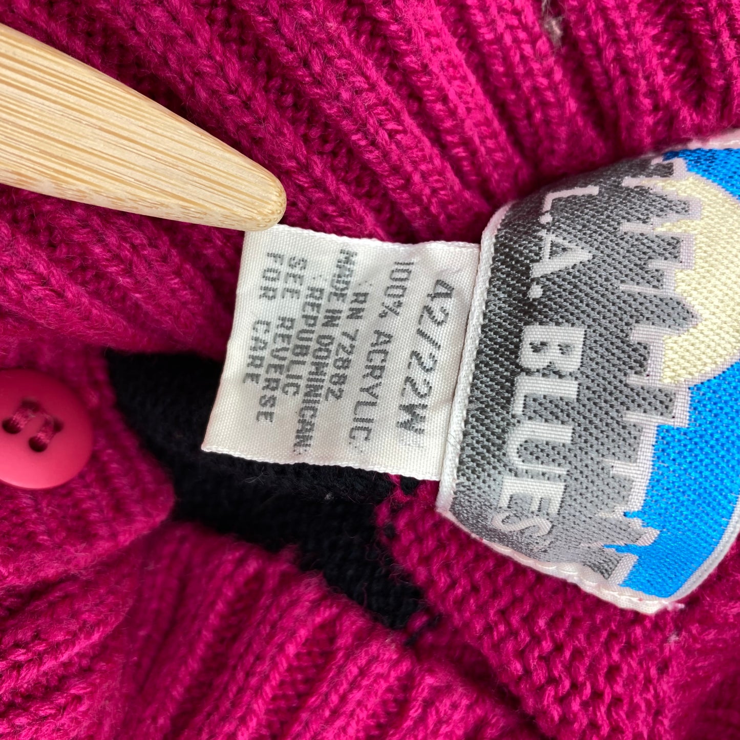 LA Blues Pink And Black Striped Pullover Sweater 1980's Vintage Size L
