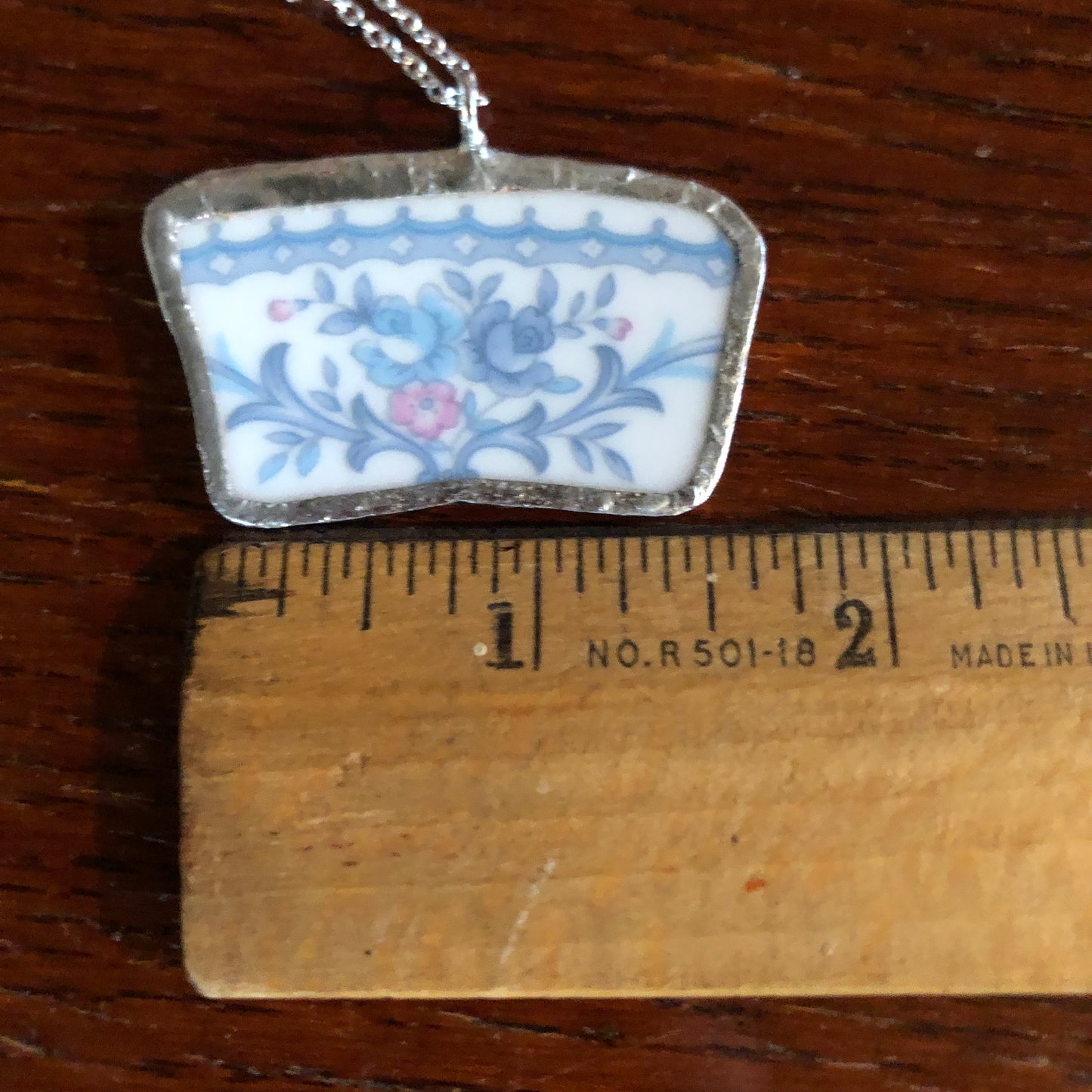 Broken Pottery Artisan Made Pendant Ekco International Made In Japan Plate Handcrafted Necklace 1 in x 1.75 in