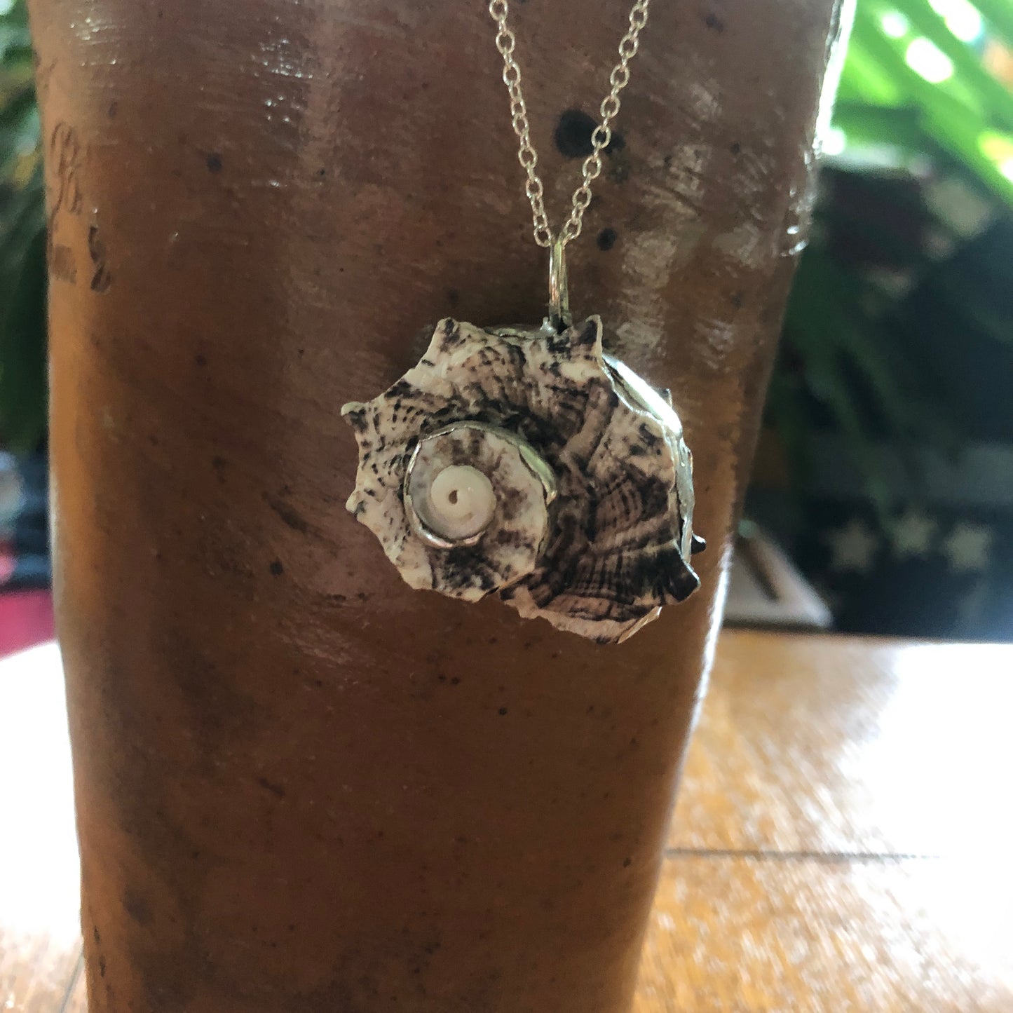 Sea Witch Artisan Made Pendent Handcrafted Sea Shell Necklace 1 in x 1.5 in