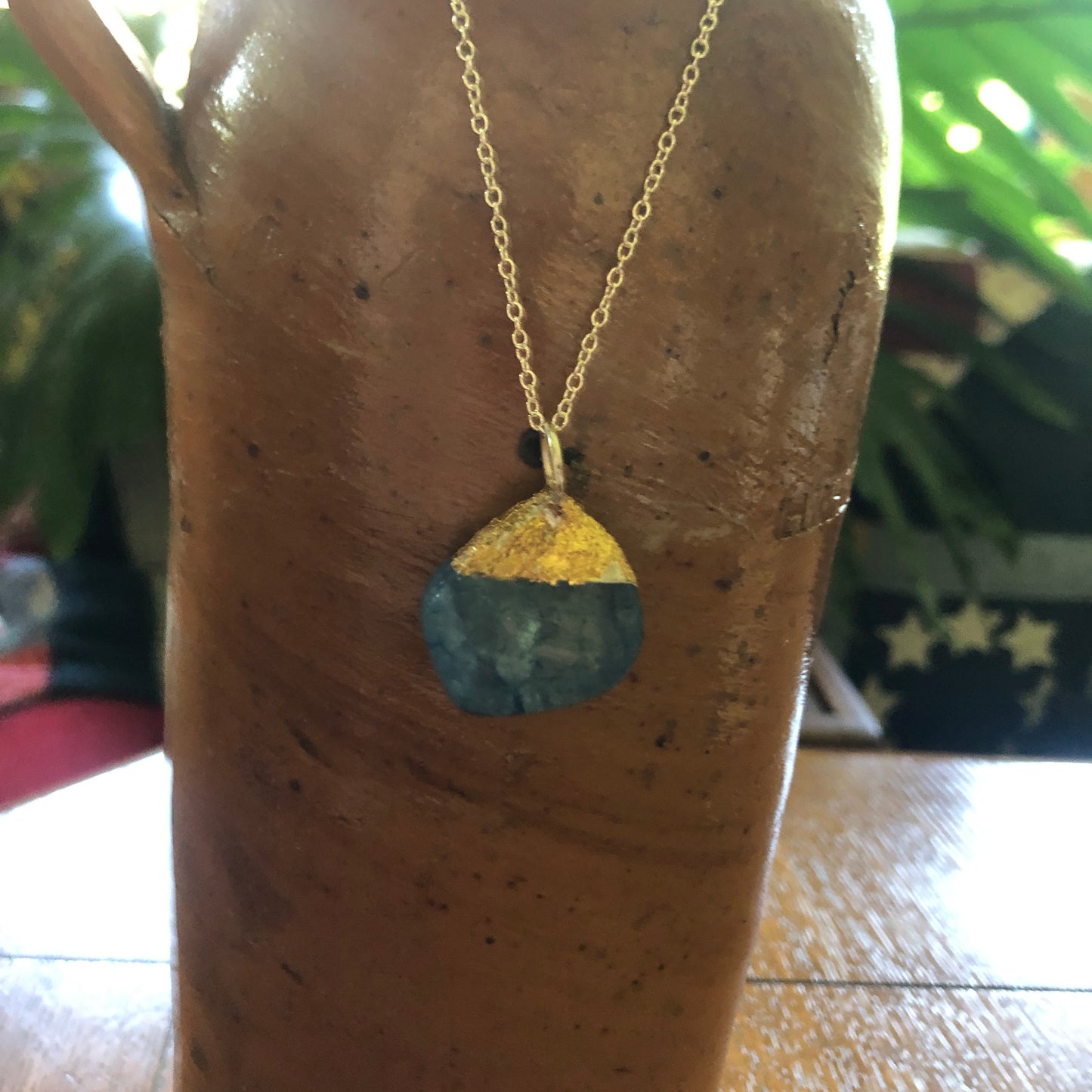 Artisan Made Rock Pendent Ocean Blue Handcrafted Necklace 1in x 1in
