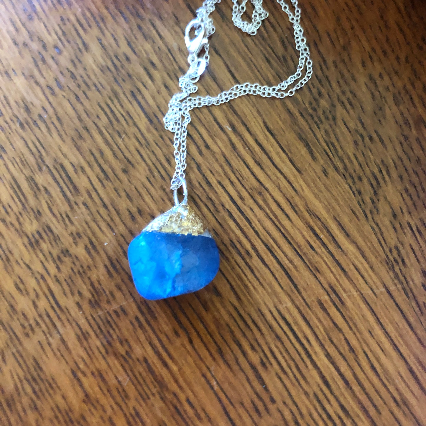 Artisan Made Rock Pendent Ocean Blue Handcrafted Necklace 1in x 1in