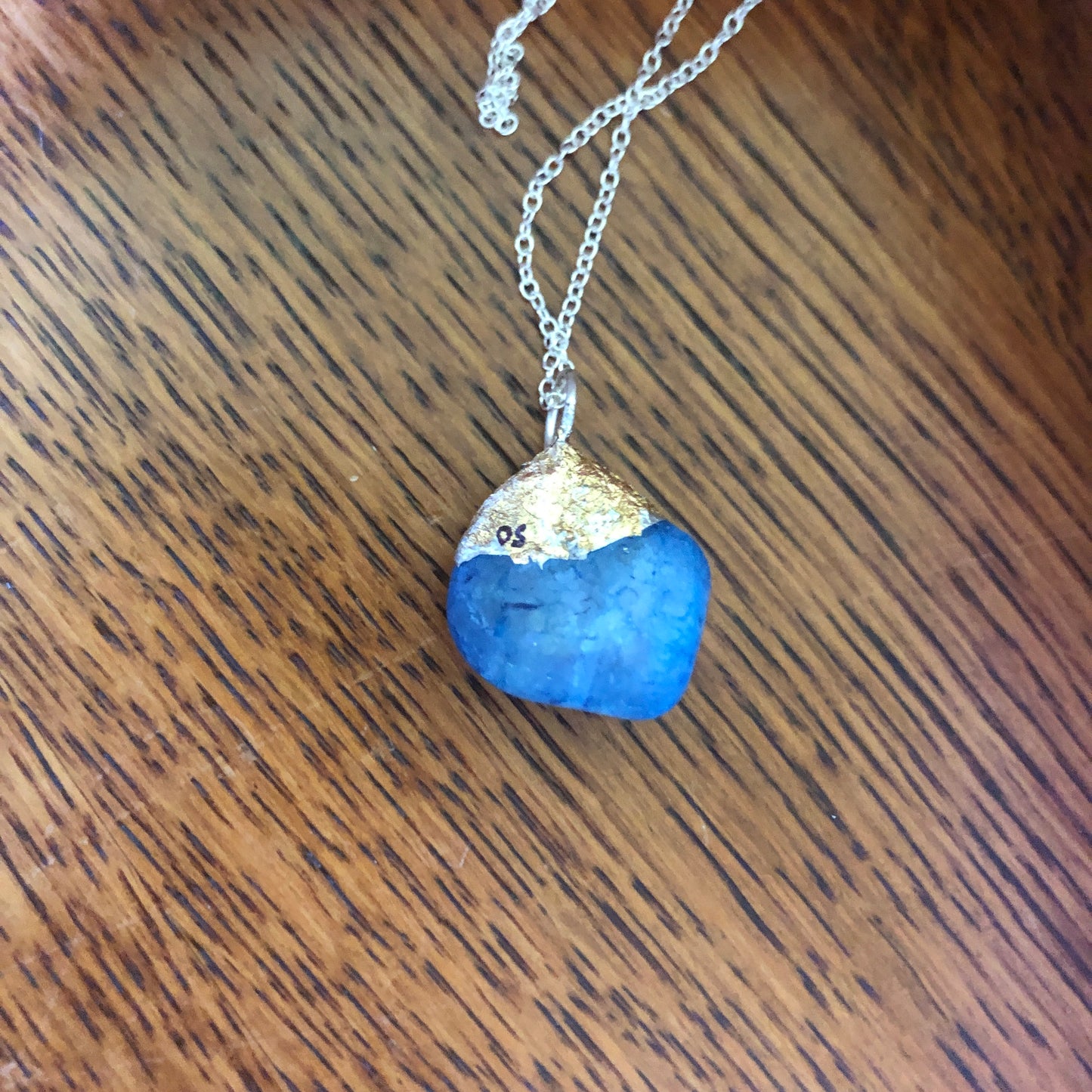 Artisan Made Rock Pendent Ocean Blue Handcrafted Necklace 1in x 1in