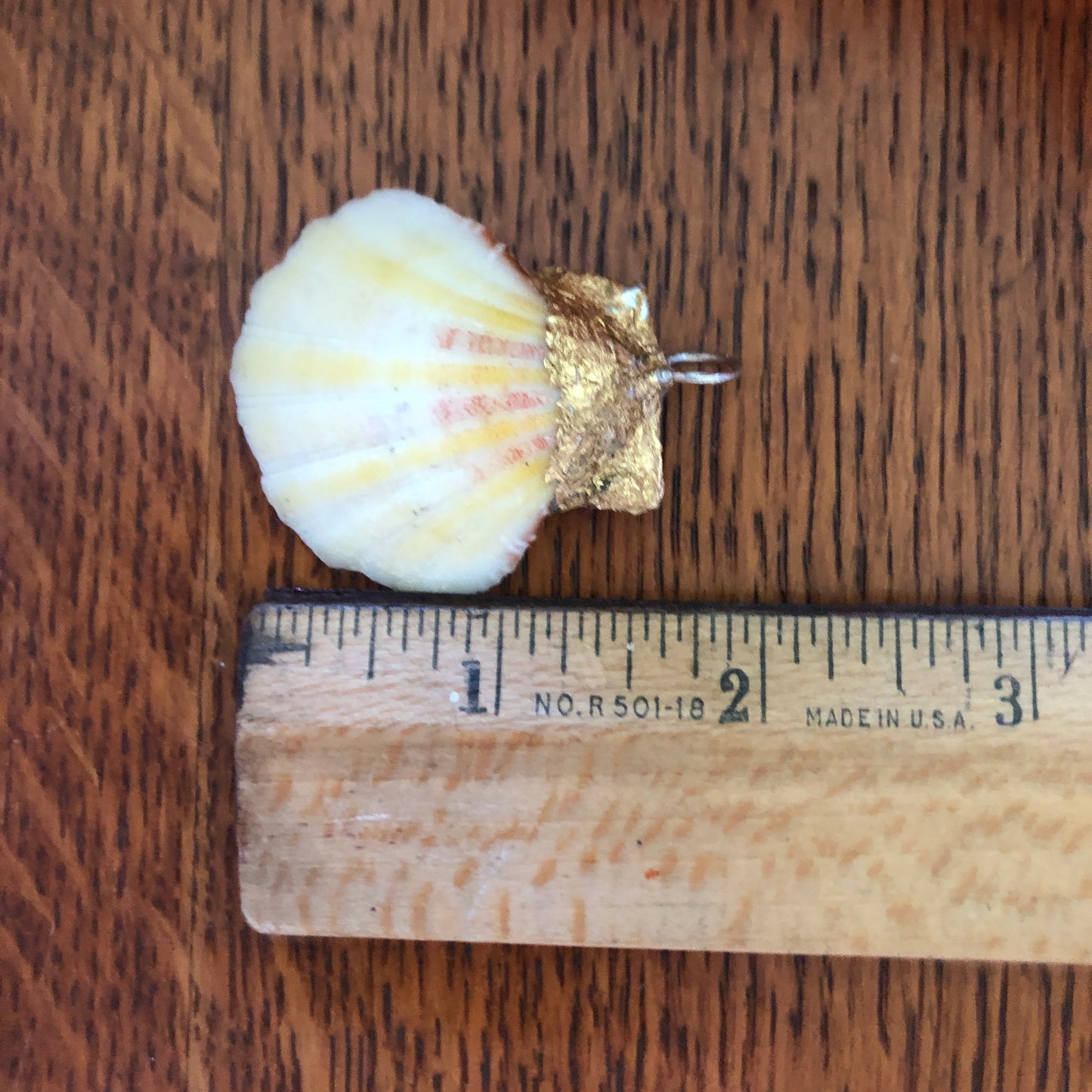 Light Yellow With a Touch of Pink Scallop Artisan Made Pendent Handcrafted Sea Shell Necklace 1 5/8in x 1 3/4in