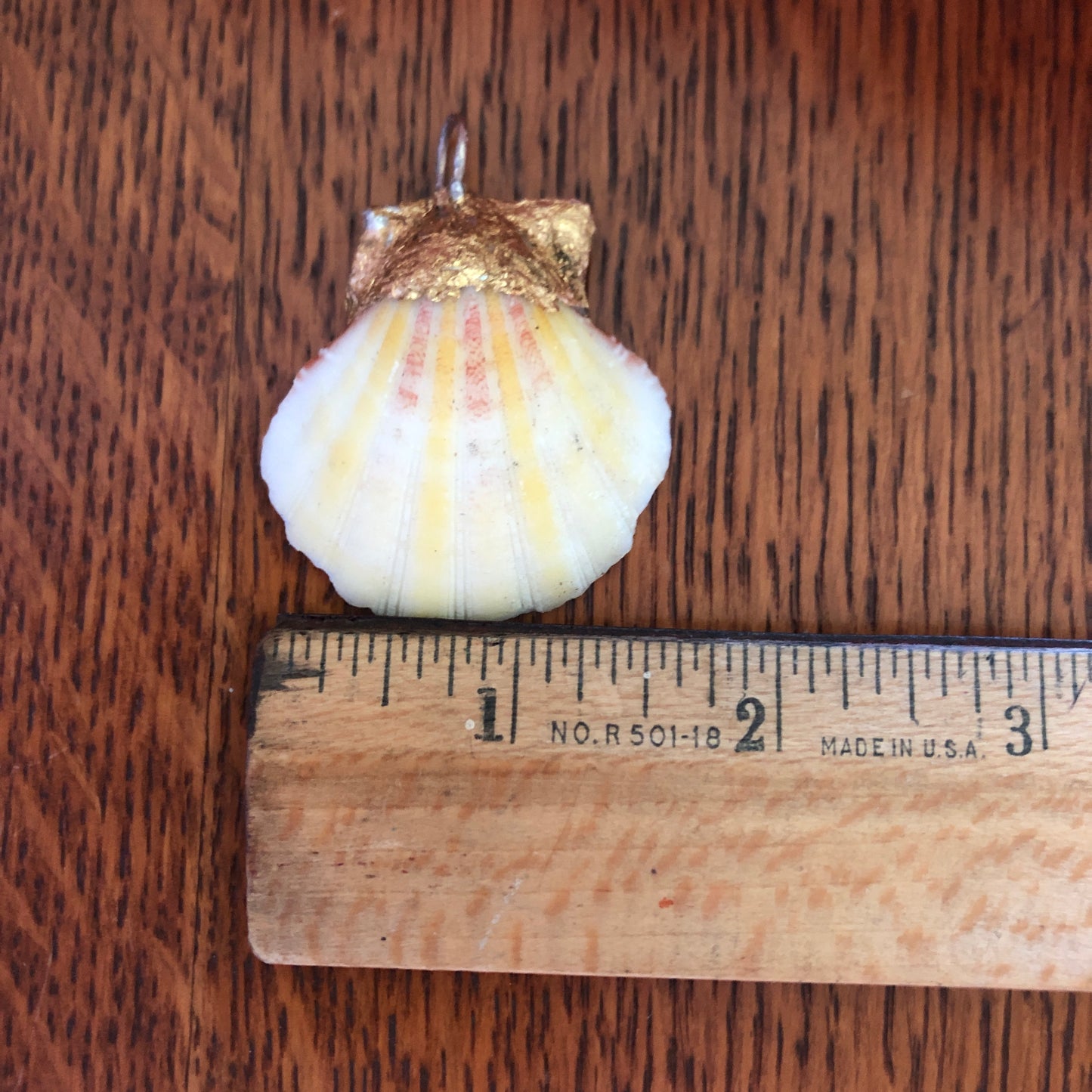 Light Yellow With a Touch of Pink Scallop Artisan Made Pendent Handcrafted Sea Shell Necklace 1 5/8in x 1 3/4in