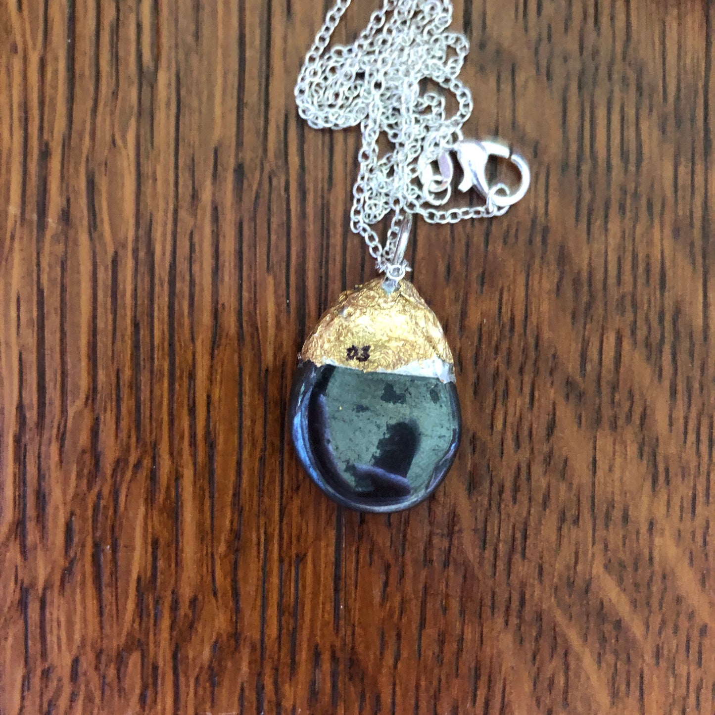 Artisan Made Rock Pendent Resembles Hematite Handcrafted Necklace 1in x 3/4in