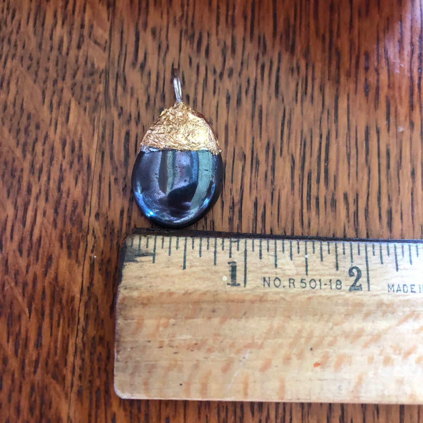 Artisan Made Rock Pendent Resembles Hematite Handcrafted Necklace 1in x 3/4in