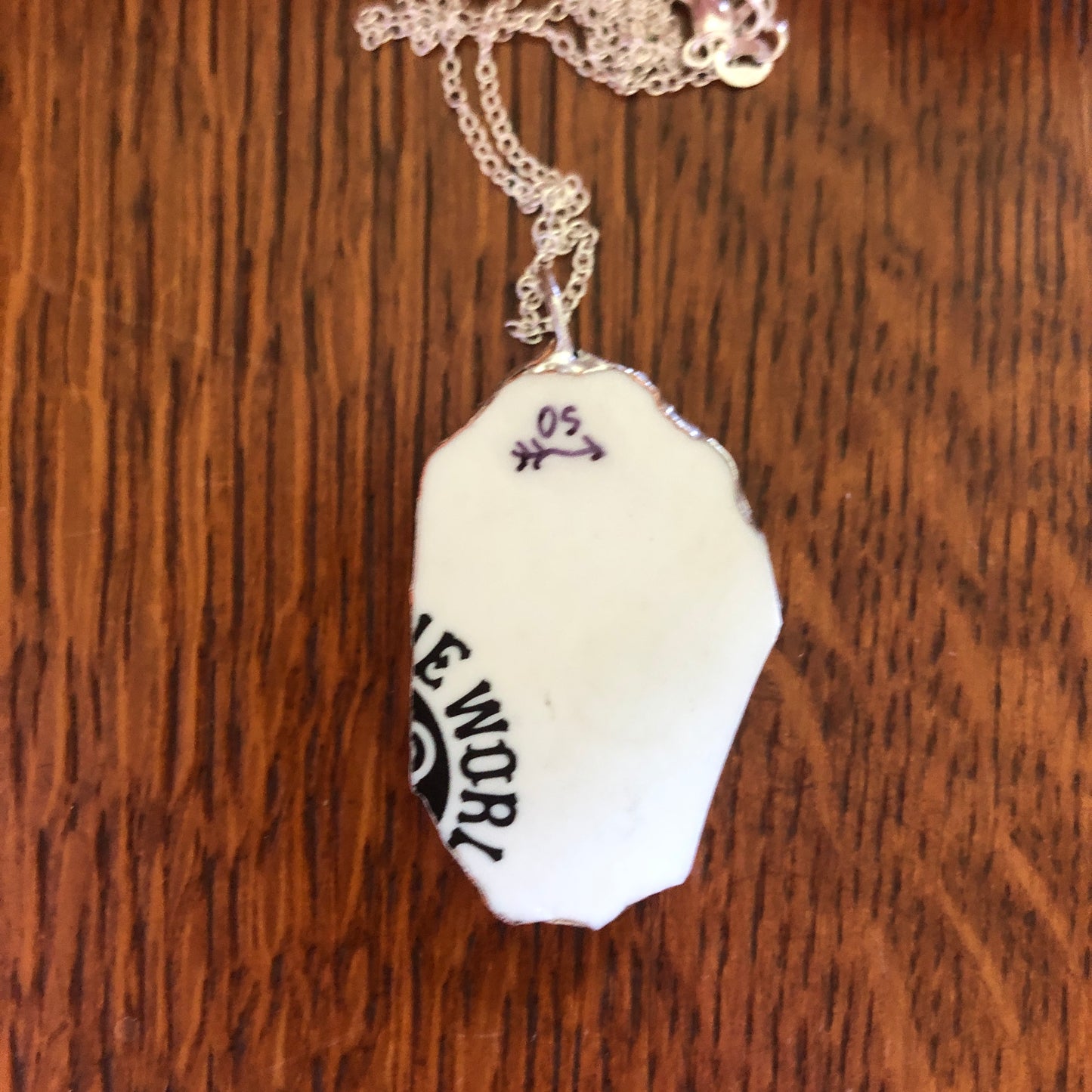 Broken Pottery Artisan Made Pendent Sango One World Japan Plate Handcrafted Necklace 1.75in x 1in