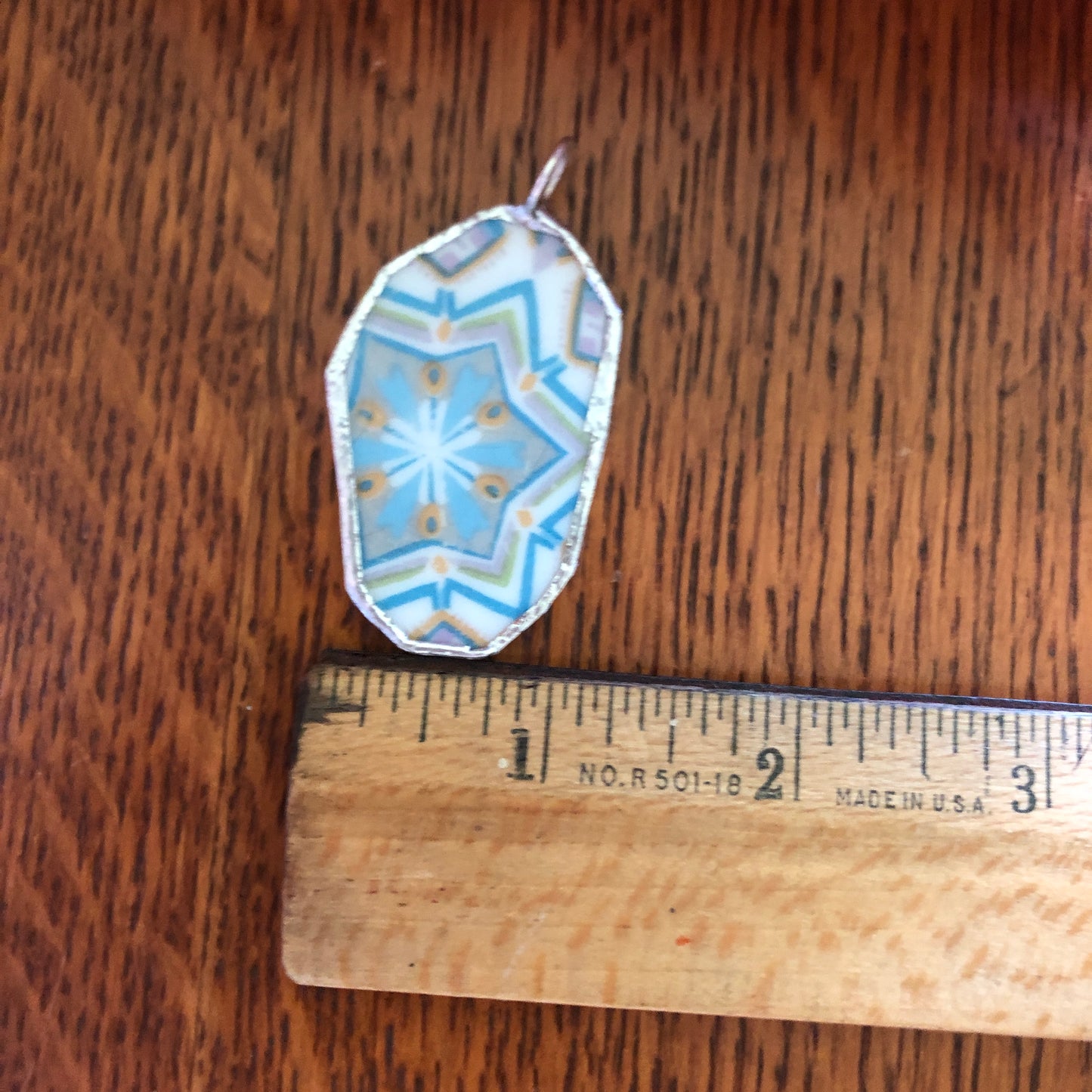 Broken Pottery Artisan Made Pendent Sango One World Japan Plate Handcrafted Necklace 1.75in x 1in