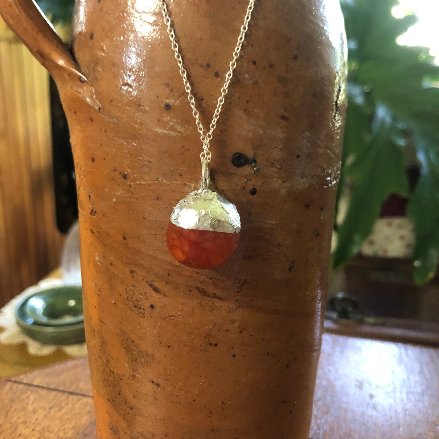 Artisan Made Rock Pendent Resembles a Snakeskin Agate Handcrafted Necklace 3/4in x 3/4in