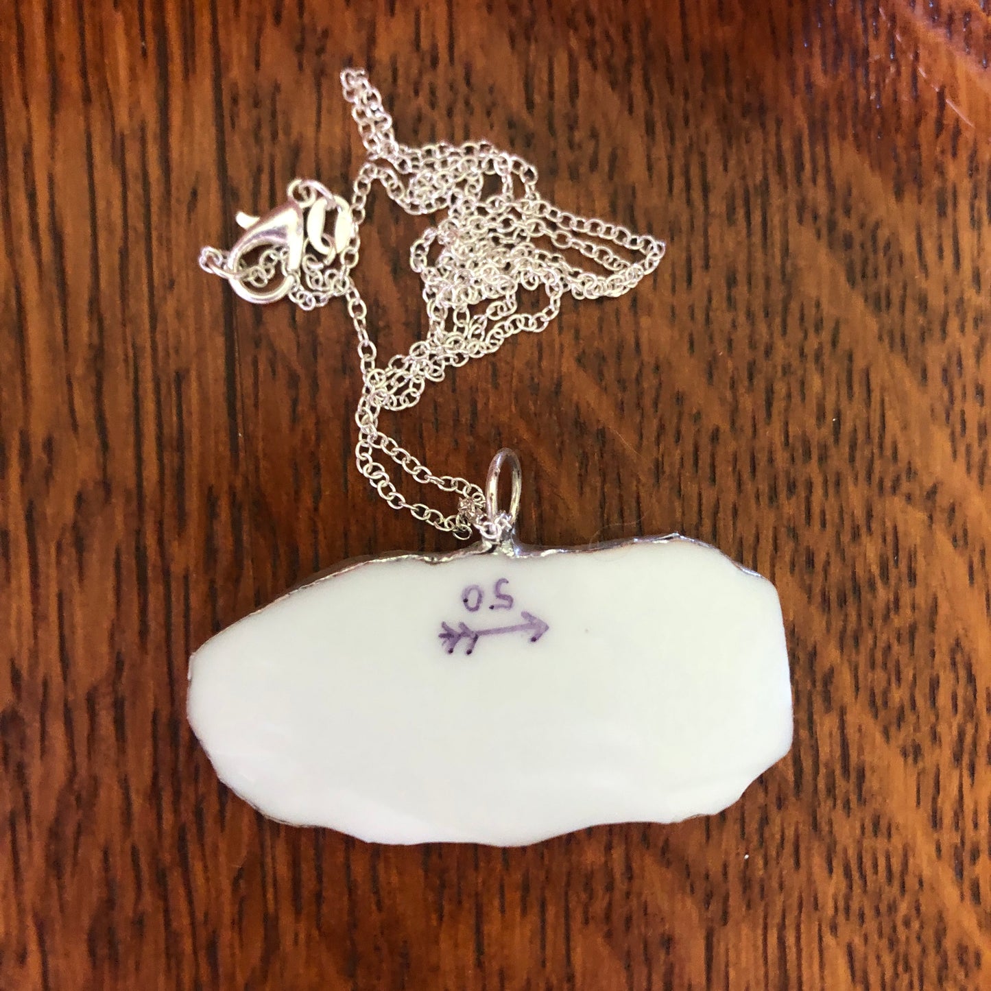 Broken Pottery Artisan Made Pendent Norcrest Hand Painted Plate Handcrafted Necklace 1in x 2in