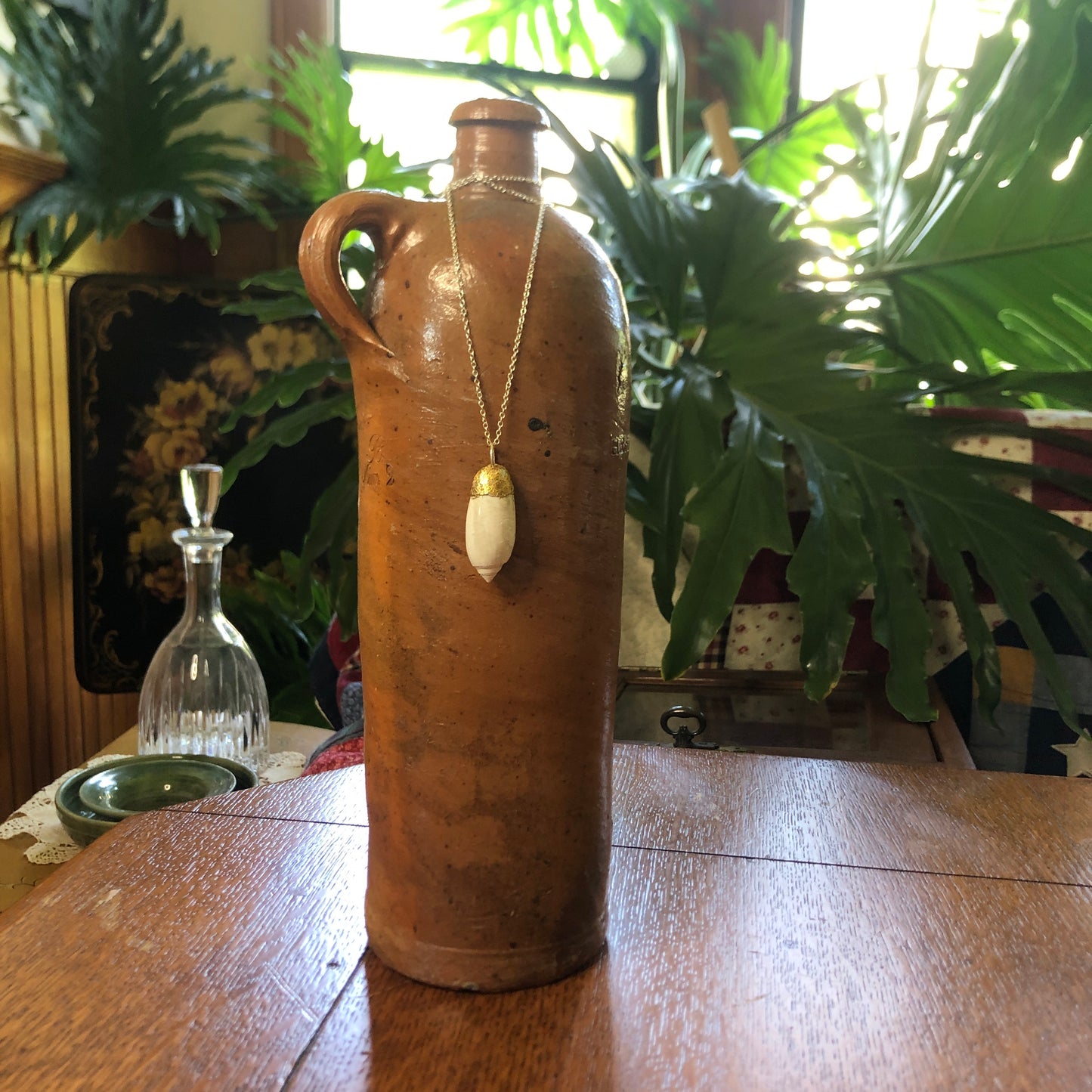 Olive Shell Artisan Made Pendent Handcrafted Sea Shell Necklace 1.5in x 1/2in