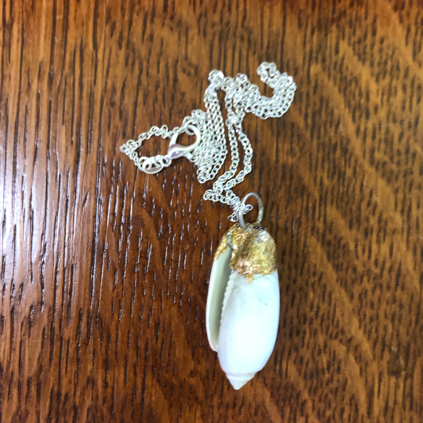Olive Shell Artisan Made Pendent Handcrafted Sea Shell Necklace 1.5in x 1/2in