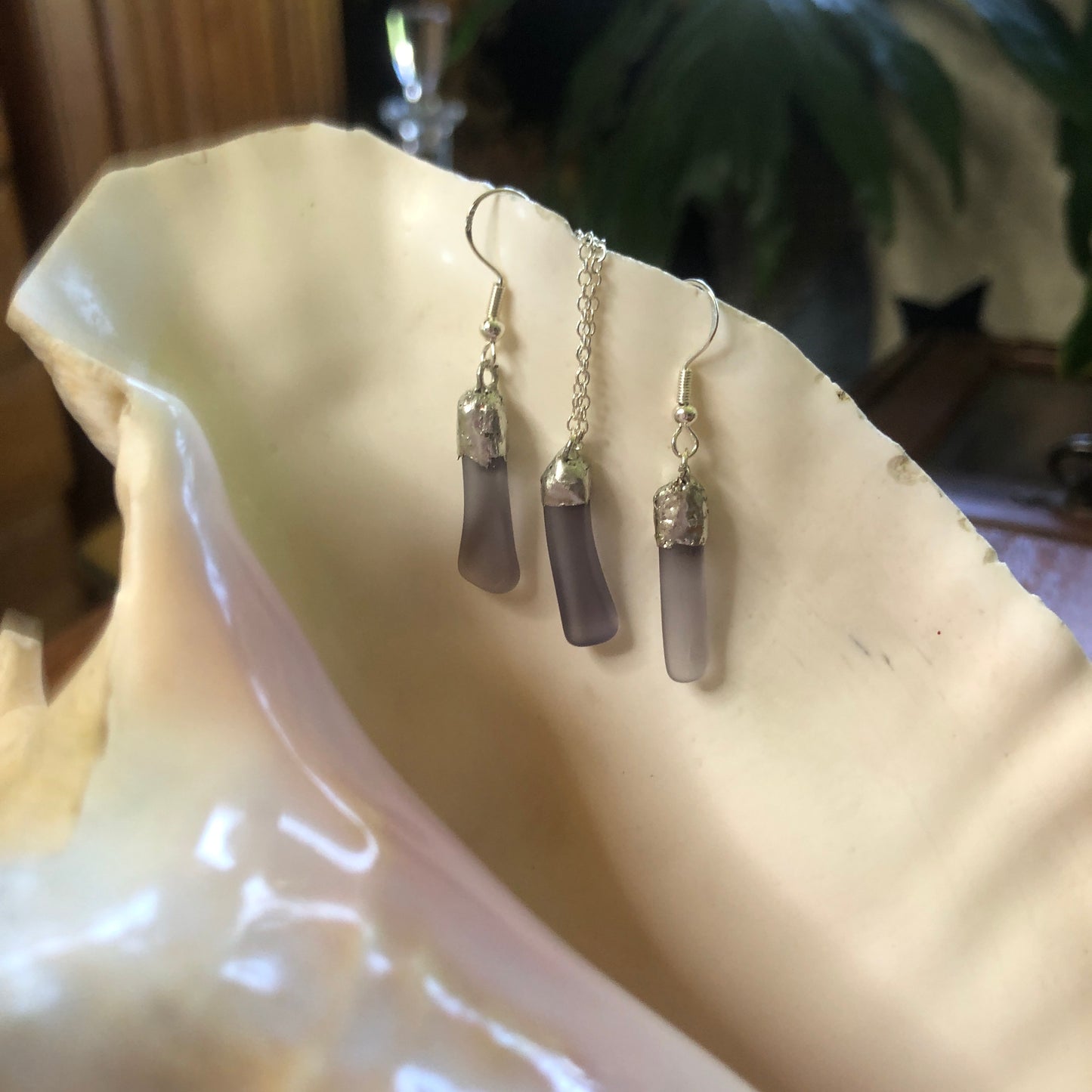 Erie Glass Artisan Made Purple Pendent And Dangle Earring Set Handcrafted Jewelry Set