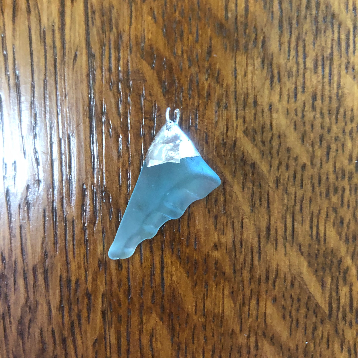 Erie Glass Sky Blue Artisan Made Pendant 3/8 in x 1 in Handcrafted Necklace