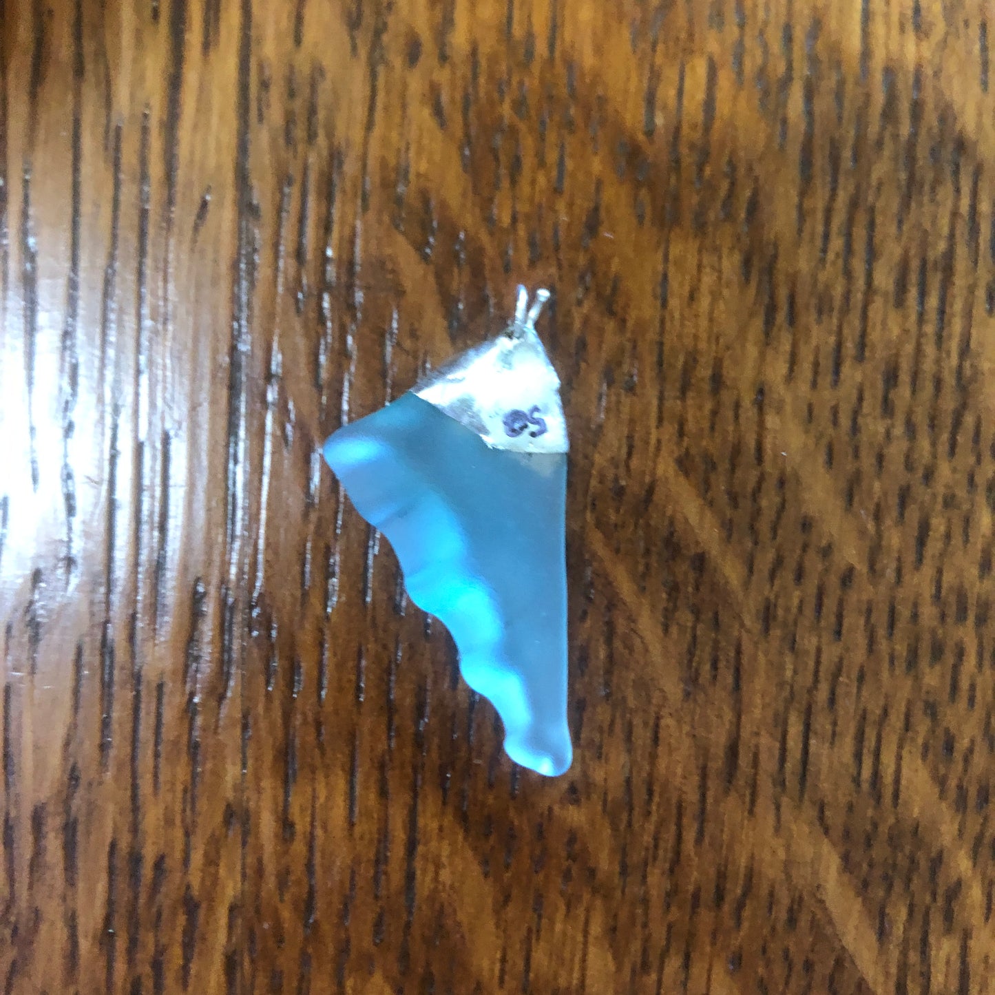 Erie Glass Sky Blue Artisan Made Pendant 3/8 in x 1 in Handcrafted Necklace
